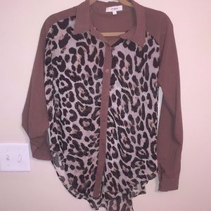 Leopard Print Button Up Blouse
